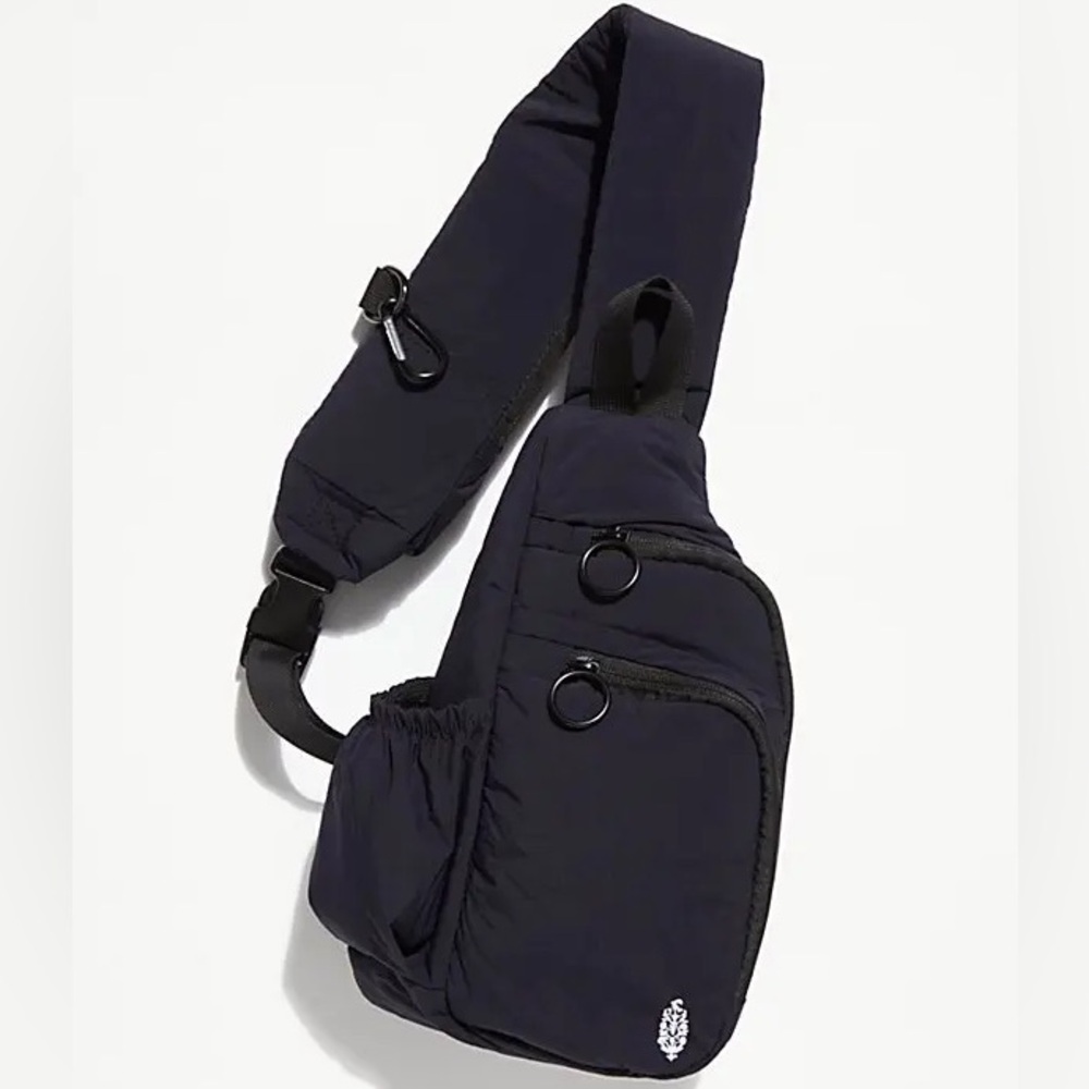 Black Sling Crossbody Bag with Ring Zippers - FREE PEOPLE